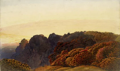 Yellow Twilight, ca 1830 (penna och indisk bläck och tvätt, med akvarell och kroppsfärg och gummi arabicum, på benvitt papper)